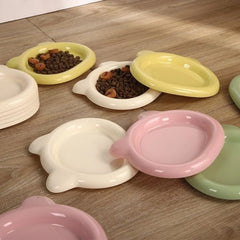 Durable plastic PP cat bowl, cute kitten bowl, teddy bear pet supplies