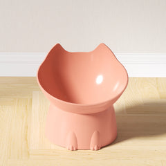 Elevated cat bowl, tilted elevated pet feeding tray with neck protection, anti rollover plastic cat food bowl