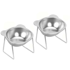Cat bowl tilted neck protection cat food bowl indoor stainless steel shatterproof 15 ° elevated pet bowl