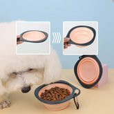 Pet food bowl, cat and dog food, pet silicone folding portable 2-in-1