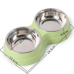Double pet bowls, dog food dispensers, stainless steel pet water trays, feeders