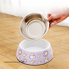 Pet feeding bowl for cats and dogs, single capacity anti tipping multi-purpose stainless steel indoor daily use