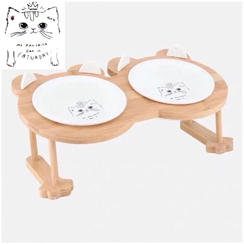 Ceramic cat bowl dog bowl single/double pet bowl cat/dog feeder