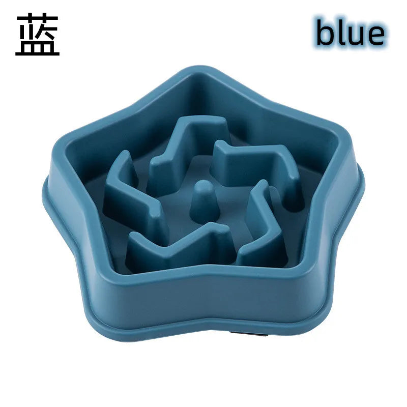 Pet cats and dogs slow eating bowl fat helps with health, round anti suffocation, thick anti slip, multi-color