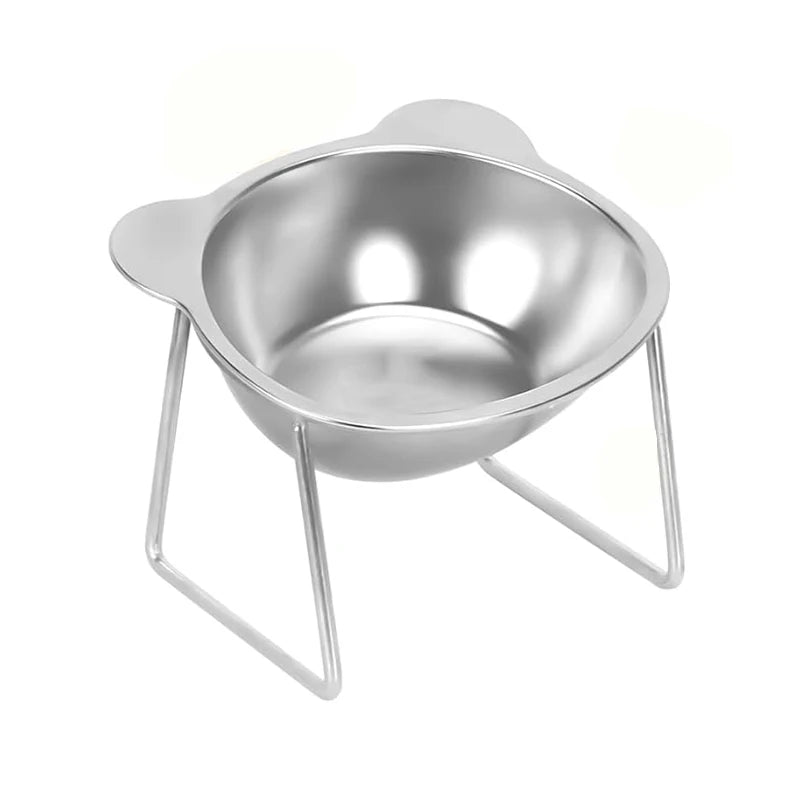 Cat bowl tilted neck protection cat food bowl indoor stainless steel shatterproof 15 ° elevated pet bowl