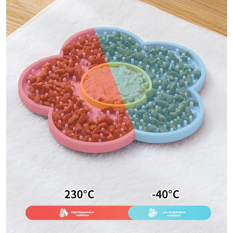 Food grade silicone dog licking pad, cat slow feeding pad, flower shaped pet