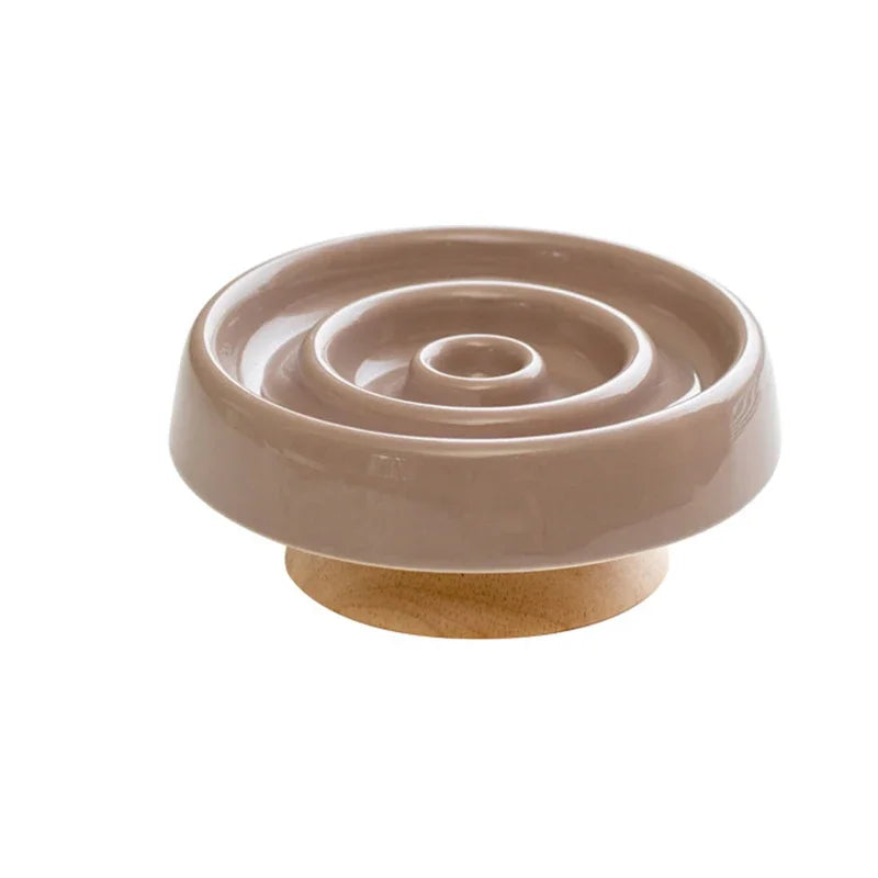 Ceramic anti drum pet feeding container - slow feeding bowl for dogs and cats to prevent rapid feeding