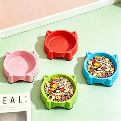 Cat face shaped pet bowl with anti slip base, dog and cat food bowl, cute animal design