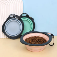 Pet food bowl, cat and dog food, pet silicone folding portable 2-in-1