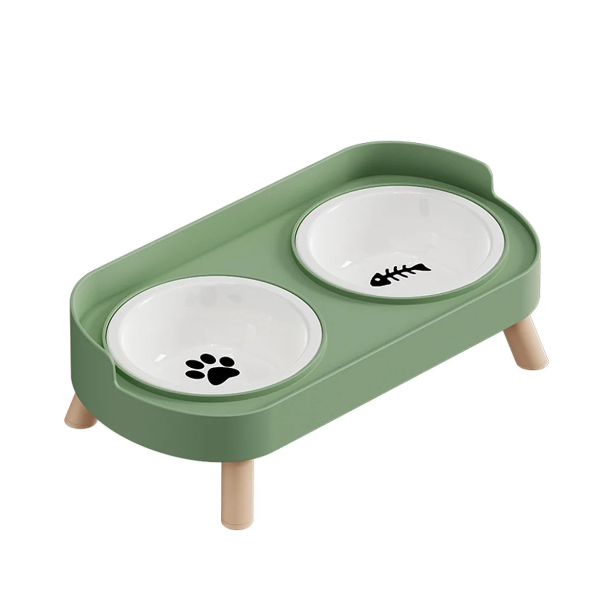 Pet cat dual bowl feeder, height adjustable cat and dog water dispenser