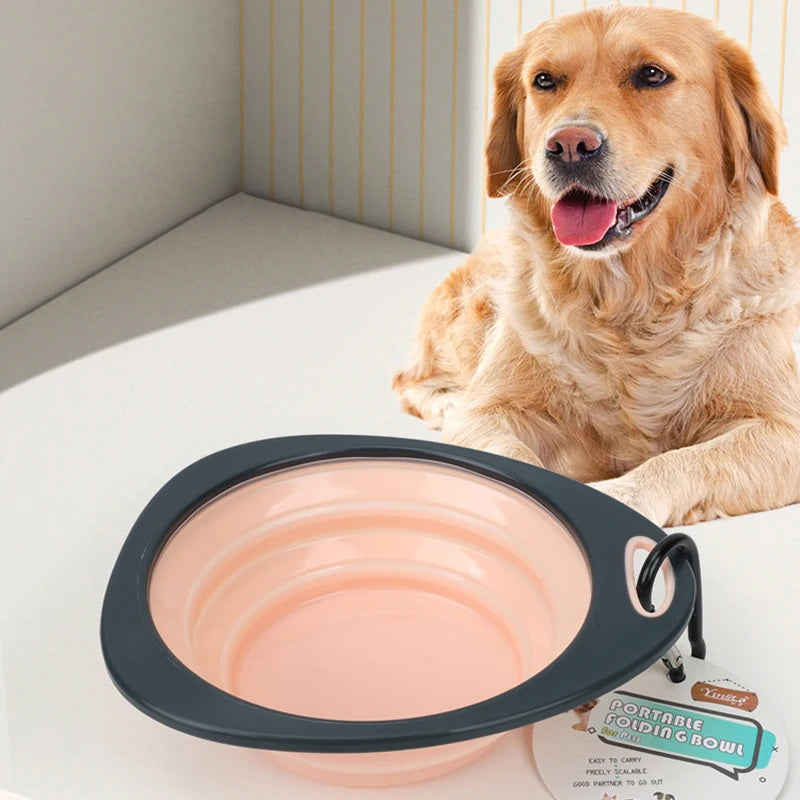 Pet food bowl, cat and dog food, pet silicone folding portable 2-in-1