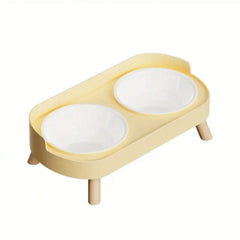 Elevated dual bowl feeder, cat/dog food and water bowl, with integrated water and feeding design