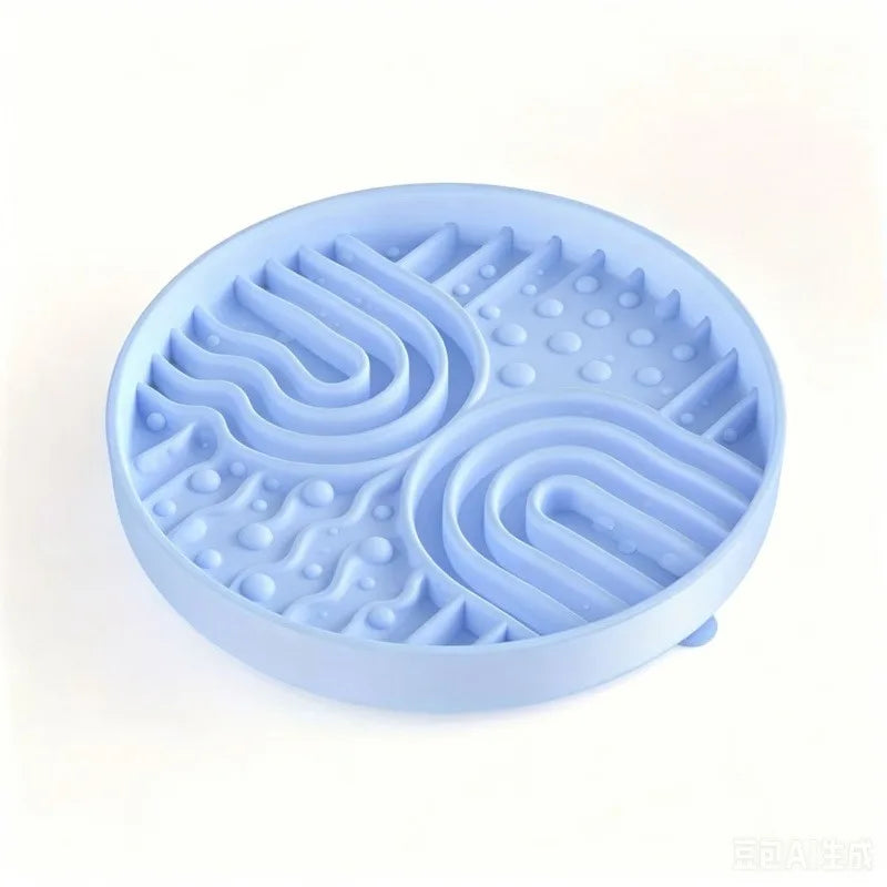 Silicone pet slow-feeding dish for cats and dogs, anti-choking suction cup type slow-feeding bowl