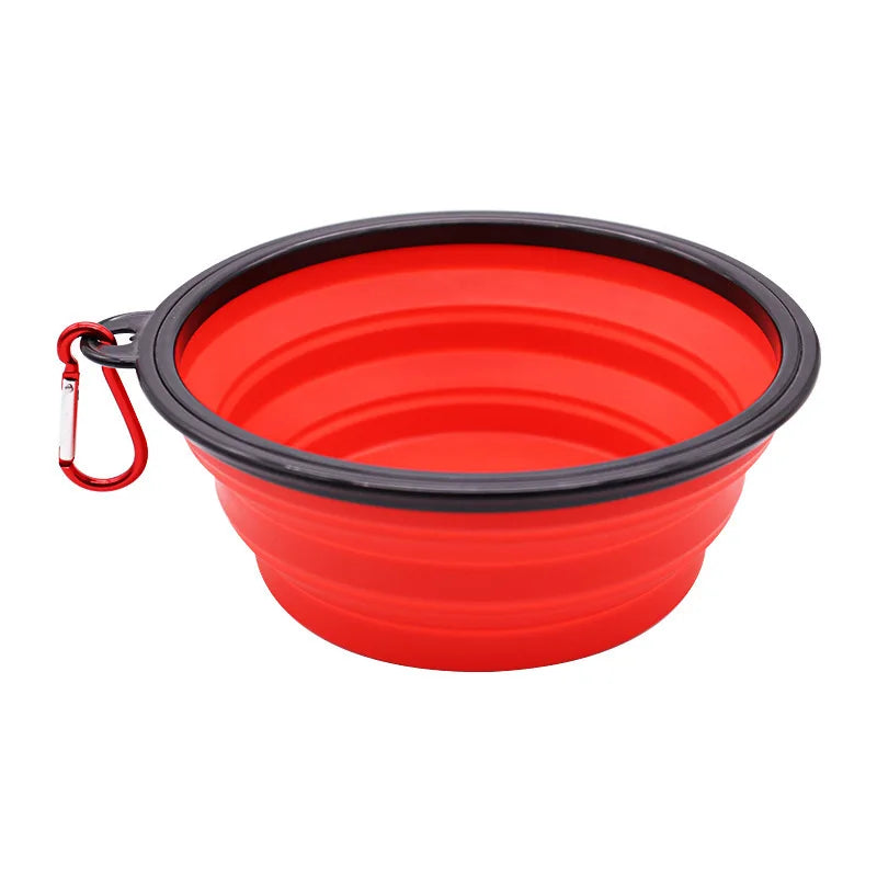 Folding Portable Silicone Dog Feeder Bowl 2-in-1 Pet Dispenser for Outdoor Travel Food And Water Container for Dogs And Cats