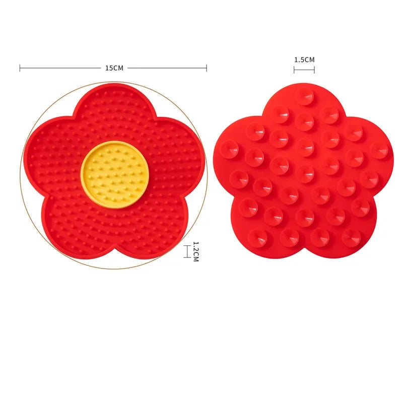 Food grade silicone dog licking pad, cat slow feeding pad, flower shaped pet