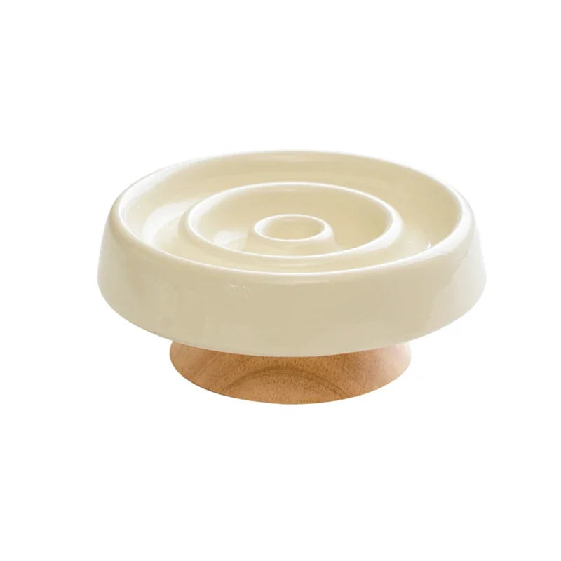 Ceramic anti drum pet feeding container - slow feeding bowl for dogs and cats to prevent rapid feeding
