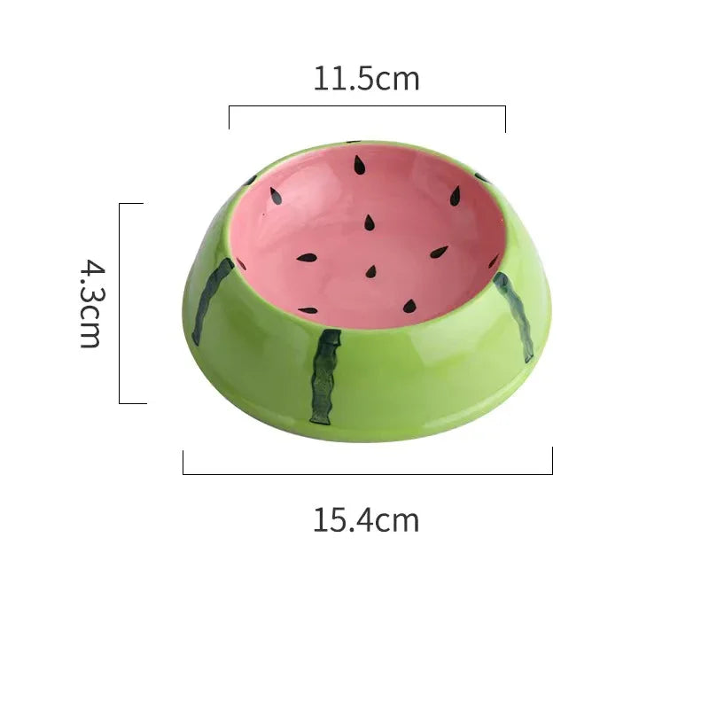 Cute design pet ceramic bowl watermelon strawberry shaped cat food bowl