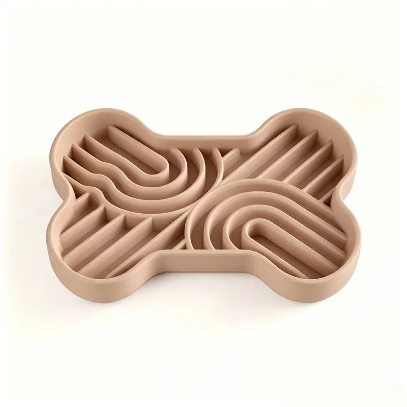 Silicone pet slow-feeding dish for cats and dogs, anti-choking suction cup type slow-feeding bowl