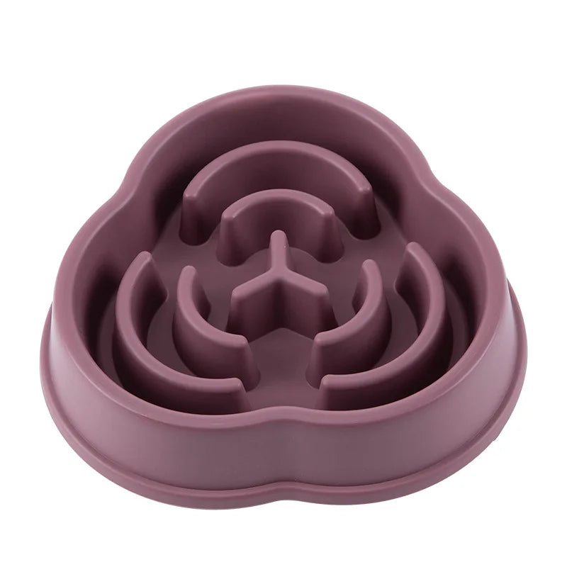 Pet cats and dogs slow eating bowl fat helps with health, round anti suffocation, thick anti slip, multi-color