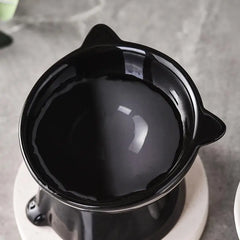 Elevated anti tilt cat bowl neck protection dual-use pet food and water dispenser