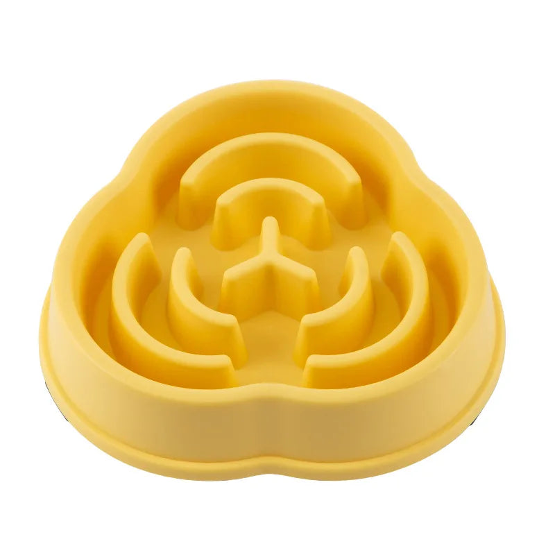 Pet cats and dogs slow eating bowl fat helps with health, round anti suffocation, thick anti slip, multi-color