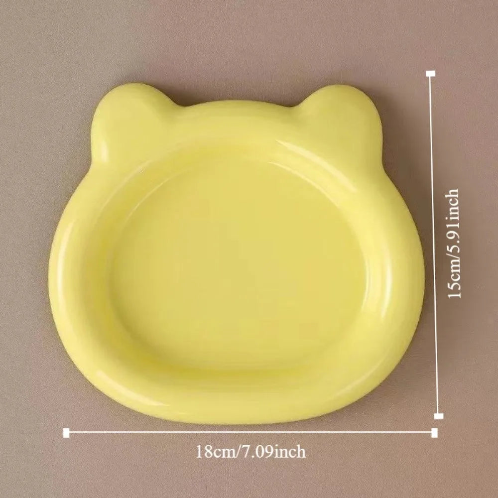 Durable plastic PP cat bowl, cute kitten bowl, teddy bear pet supplies