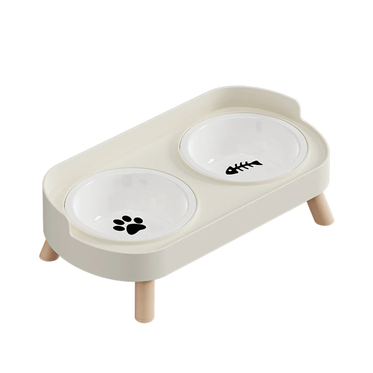 Pet cat dual bowl feeder, height adjustable cat and dog water dispenser