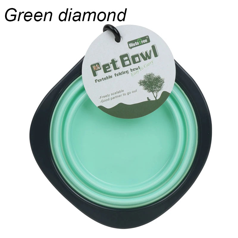 Pet food bowl, cat and dog food, pet silicone folding portable 2-in-1