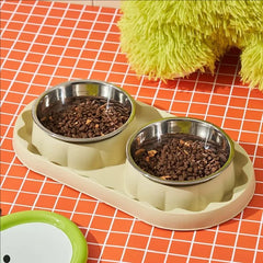 Bowtie Dog Food Bowl And Cat Double Bowl Set Pet Drinking Supplies